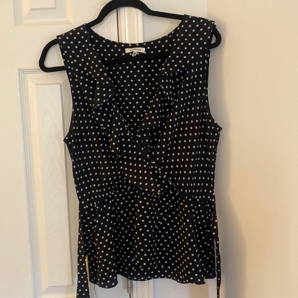 The cutest blouse with ruffle and cinched waist
